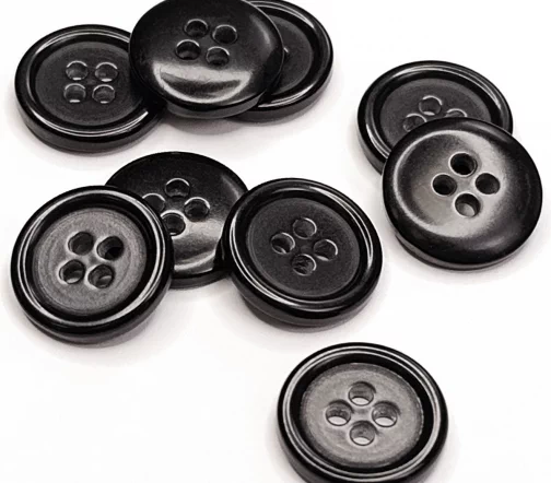 Пуговица DILL, 4 отв., пластик, цвет черный, 15 мм