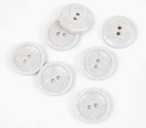 Пуговицы, Union Knopf, круглые, зебра, 2 отв., пластик, цвет серый/молочный, 15 мм
