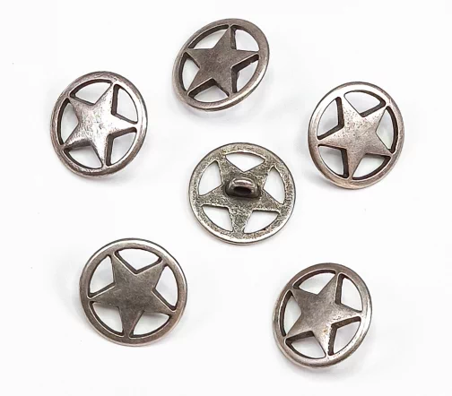 Пуговица Union Knopf "Звезда", на ножке, металл, цвет состар.серебро, 18 мм