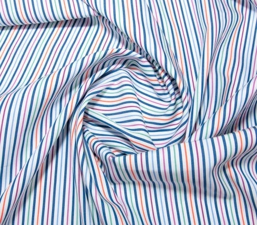 Сорочечный хлопок в полоску, цвет белый/синий/оранжевый/зеленый, 1092314