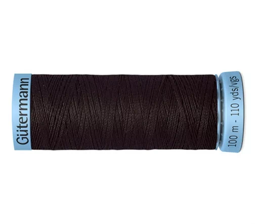Нить Silk S303 для тонких швов, 100м, 100% шелк, цвет 697 венге, Gutermann 744590