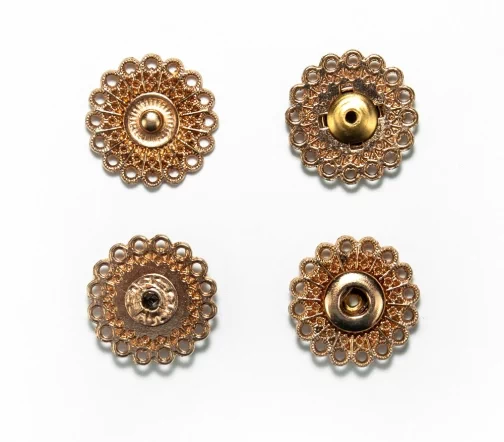 Кнопки ажурные, металл, пришивные, 21 мм, цвет золото, 02-G-21