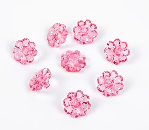 Пуговицы, Union Knopf, "Ромашка прозрачная", на ножке, пластик, цвет розовый, 15 мм