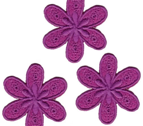 Термоаппликации HKM "Цветочки", 4 см, 3 шт, цвет фиолетовый, арт. 33546