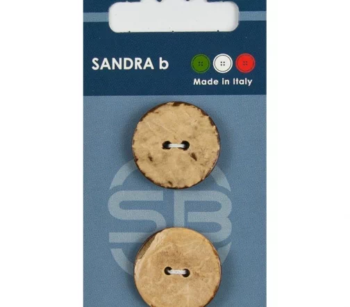 Пуговицы Sandra, 23 мм, 2 отв., кокос, 2 шт., арт. CARD233