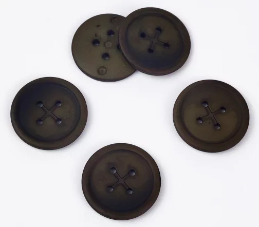 Пуговицы, Union Knopf, "Прорезь-крест", круглые, 4 отв., пластик, цвет хаки, 23 мм