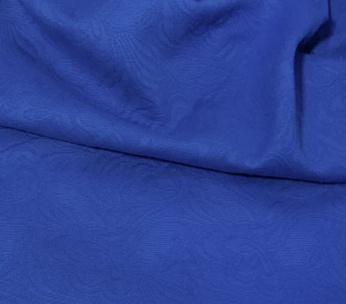 Жаккард стрейч хлопковый "Цветы", однотонный, цвет синий, 14030-4