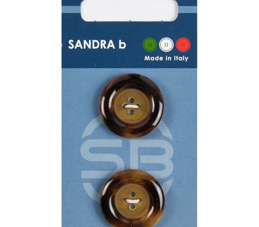 Пуговицы Sandra, 23 мм, 4 отв., пластик, 2 шт., коричневый, CARD089