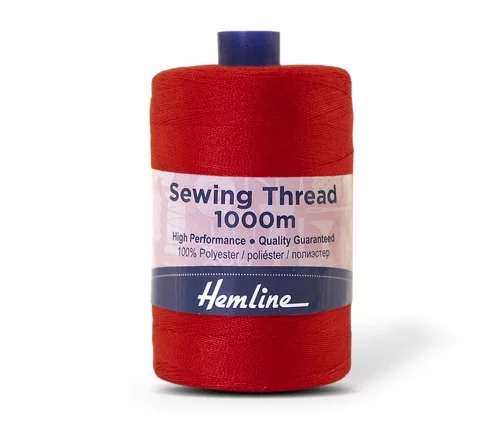 Нить универсальная 40/2, 1000м, 100% п/э, цвет 200 красный, Hemline N4124