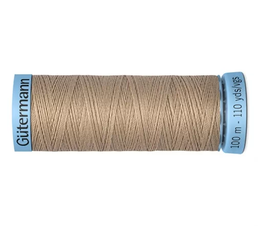 Нить Silk S303 для тонких швов, 100м, 100% шелк, цвет 215 т.кремово-бежевый, Gutermann 744590