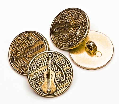 Пуговица DILL "Гитара", на ножке, металл, цвет состаренное золото, 23 мм