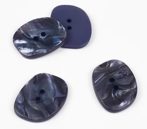 Пуговица, Union Knopf, "Муаровая", 2 отв., пластик, цвет синий, 38 мм