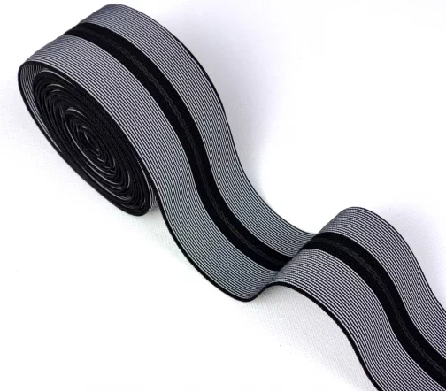 Резинка PEGA поясная с фиксацией, 48 мм, цвет серый с черным