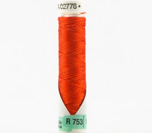 Нить Silk R 753 для фасонных швов, 10м, 100% шелк, цвет 155 яркий апельсин, Gutermann 703184
