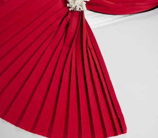 Плиссе креп дублированное, цвет красный, 1122201-2