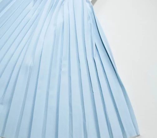 Плиссе креп дублированное, цвет голубой, 1122201-3