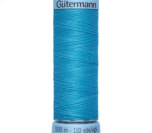 Нить Silk S303 для тонких швов, 100м, 100% шелк, цвет 197 лазурно-голубой, Gutermann 744590