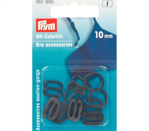 991895 Дополнительные детали для бюстгальтера, пластик, черный, 10 мм, упак./10 шт., Prym