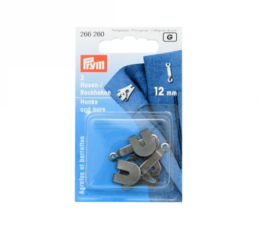 266260 Крючок для брюк и юбок с дугой (сталь), черный цв., 12 мм, 2шт., Prym