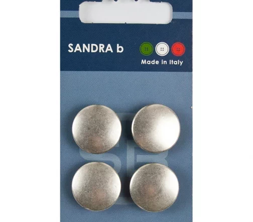 Пуговицы Sandra, на ножке, 18 мм, металл, 4 шт., серебро, CARD200
