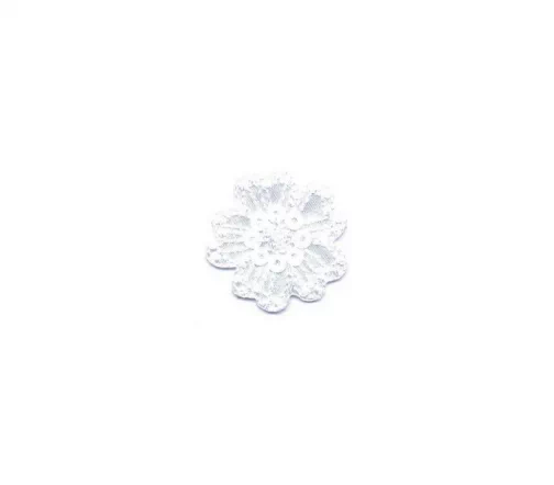 Термоаппликация "Цветок с пайетками белый", d 3 см, 569471.D