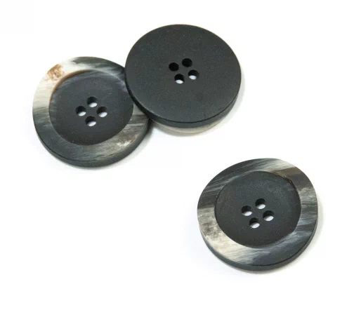 Пуговица Union Knopf, 4 отв., пластик, цвет т.серый, 28 мм