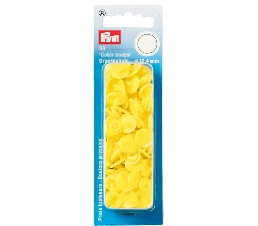 393107 Кнопки Color Snaps, пластик, круг 12,4мм, цв. светло-желтый, 30шт, Prym