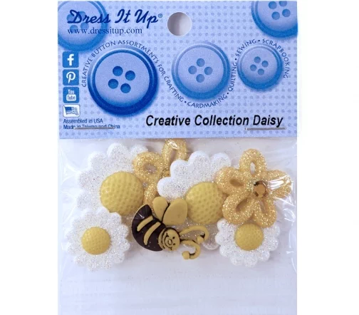 Декоративные пуговицы Dress It Up "Креативные ромашки", 7 шт., 166