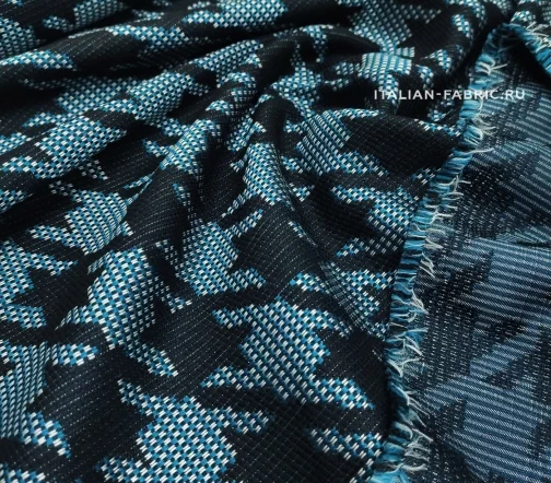 Жаккард "Гусиная лапка", фон бирюзовый, 00924