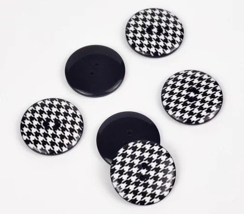 Пуговица Куриная лапка, 2отв., пластик, цв. черный/белый, 23 мм