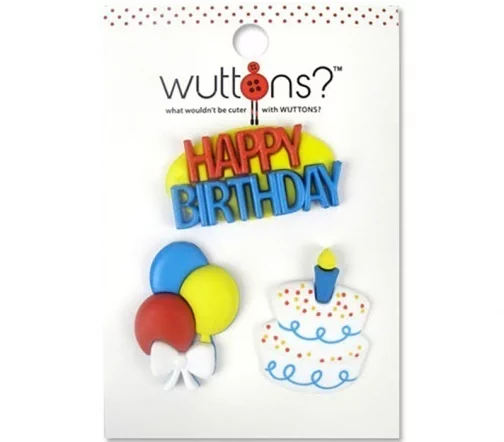 Пуговицы декоративные, Wuttons "День рождения", арт 5731, на ножке, нейлон, 3 шт