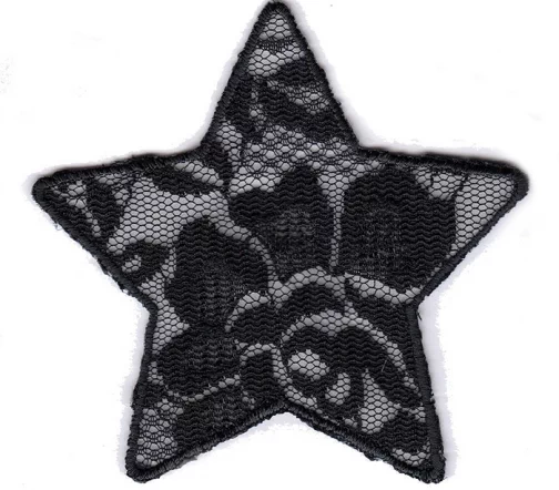 Термоаппликация "Звезда крупная кружевная черная", 7,8 х 7,5 см, арт. 569526.B