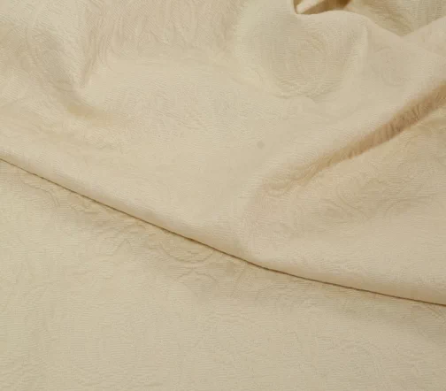 Жаккард стрейч хлопковый, однотонный, цвет сливочный, 13092-1