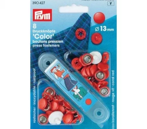 390427 Кнопки Color, латунь, цвет красный, 13 мм, 8 шт, Prym