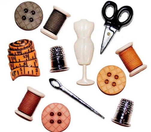 Декоративные пуговицы Dress It Up "Швейная комната", 10 шт., 596