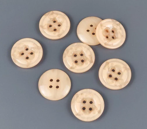 Пуговицы, Union Knopf, круглые, с надписью, 4 отв., пластик, цвет персиковый, 20 мм