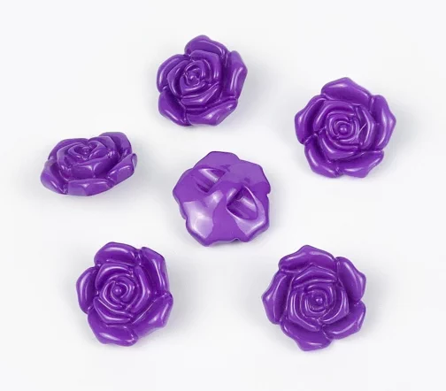 Пуговицы, Union Knopf, "Розочки", пластик, цвет сиреневый, 15 мм