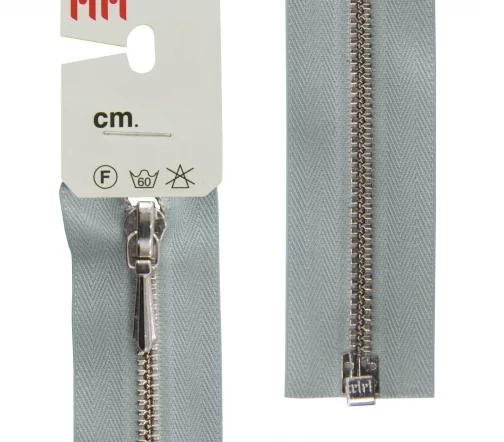 Молния RiRi металл, Ni, слайдер Tropf, 3 мм, разъёмная 1 замок, 60 см, цвет 2118, светло-серый
