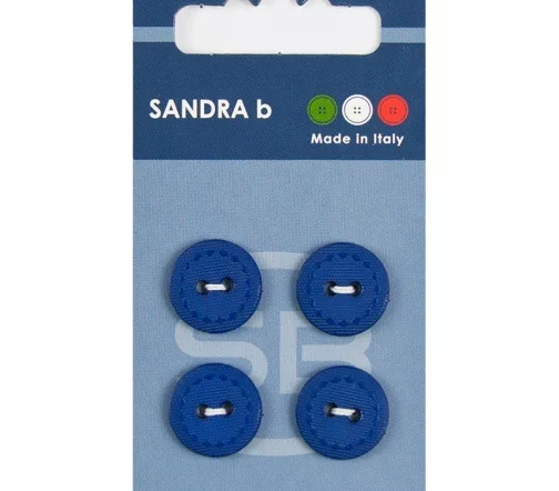 Пуговицы Sandra, 15 мм, 2 отв., пластик, 4 шт., королевский синий, CARD118