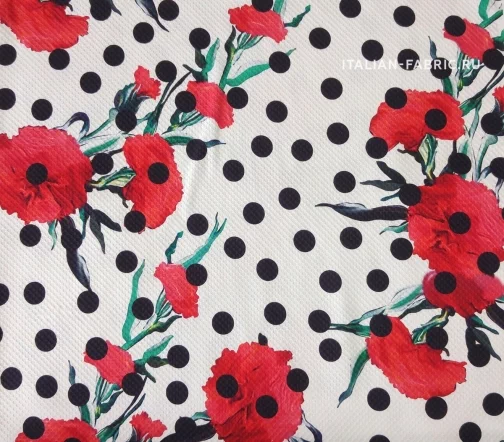 Хлопок-пике "Гвоздики и горох", 00044