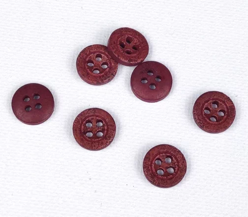 Пуговица Gafforelli, 4 отв., 11,5 мм, дерево, цвет бордовый