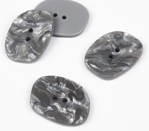 Пуговица, Union Knopf, "Муаровая", 2 отв., пластик, цвет серый, 38 мм