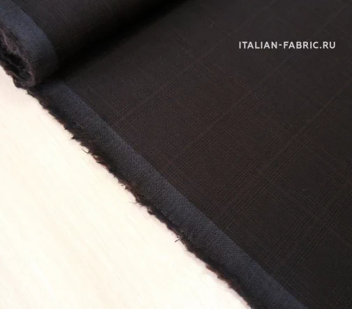 Шерсть костюмная в клетку, цвет темно-коричневый, 69866