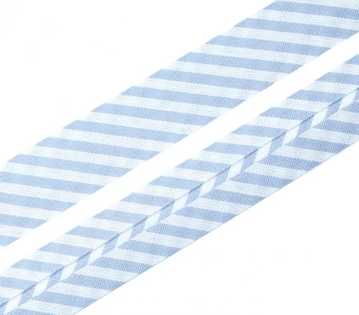 Косая бейка SAFISA в полоску, 20мм, цвет 04, голубой/белый