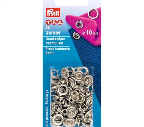 390106 Кнопки Джерси к арт. 390107, металл, цвет серебристый, 10 мм, 20 шт., Prym