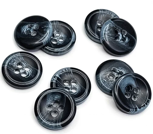 Пуговица DILL, 4 отв., пластик, цвет темно-синий, 15 мм