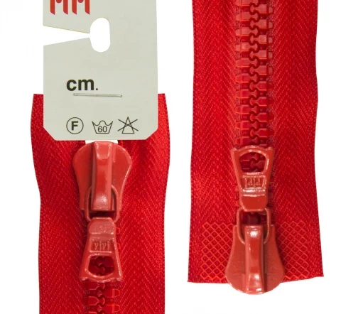 Молния Riri трактор разъёмная, 2 замка, 8мм, 75см, цвет 2407, красный