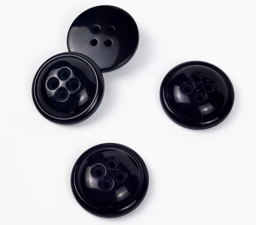 Пуговица, Union Knopf, выпуклая, 4 отв., пластик, цвет черный, 23 мм