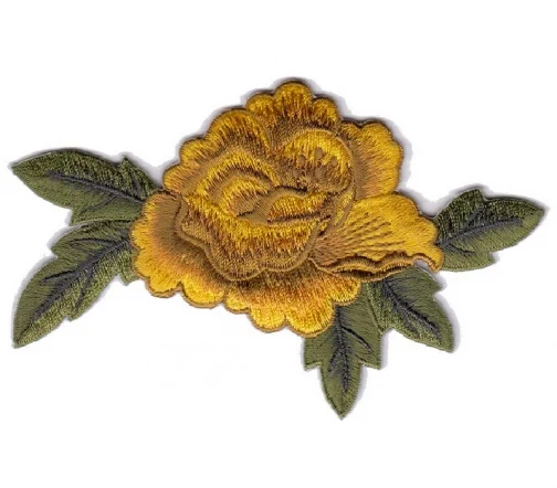 Термоаппликация "Крупный цветок с листьями", 7,5 х 12 см, цвет желтый, 569751.F