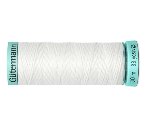 Нить Silk R 753 для фасонных швов, 30м, 100% шелк, цвет 800 белый, Gutermann 723878